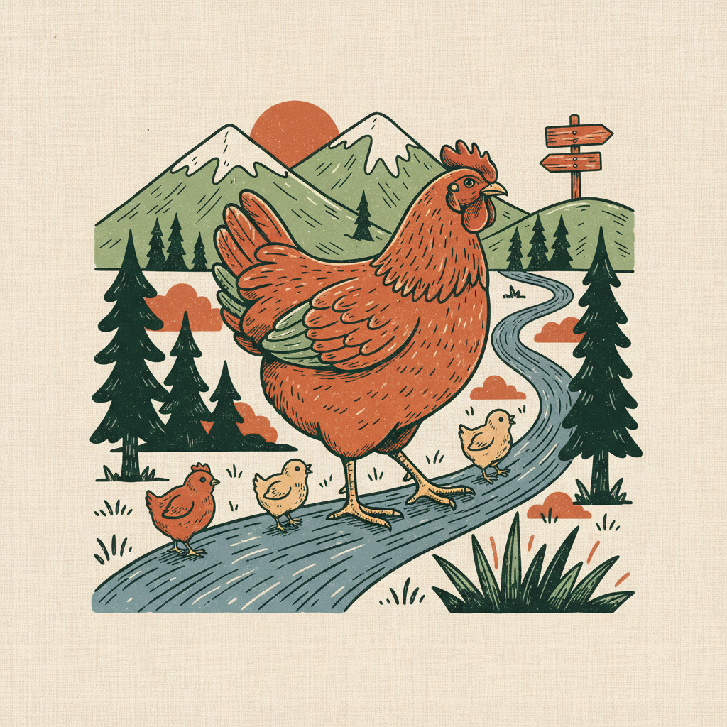 Free Range Trails chicken trail illustration